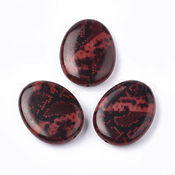 Abalorios de acrílico impresos, oval, de color rojo oscuro, 30x23.5x7mm, agujero: 1.5 mm
