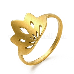 Placcatura ionica (ip) 201 anelli per le dita in acciaio inossidabile, scavare anelli di loto per le donne, oro, 1.5mm, diametro interno: 17mm