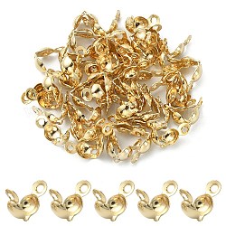 304 Stainless Steel Bead Tips, Calotte Ends, Clamshell Knot Cover, Real 18K Gold Plated, 8x4mm, Hole: 1.2mm, Inner Diameter: 3mm