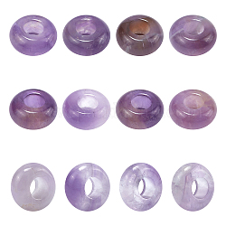 Nbeads natürliche amethyst europäische perlen, Großloch perlen, Rondell, 12x6 mm, Bohrung: 5 mm, 12 Stück