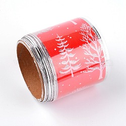 Cinta de raso, tema de la Navidad, plano con patrón, árbol de Navidad, 2-3/8 pulgada (61 mm), 2 yardas / rodillo