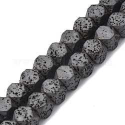 Fili di perle di roccia lavica naturale, sfaccettato, poligono, 9x9x8~8.5mm, Foro: 1 mm, circa 47pcs/filo, 15.71 pollice (39.9 cm)