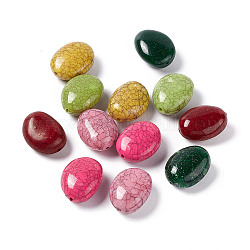 Crackle undurchsichtigen Acryl Perlen, Nachahmung türkis, Oval, Mischfarbe, 24~24.5x19x11 mm, Bohrung: 1.8 mm, ca. 147 Stk. / 500 g