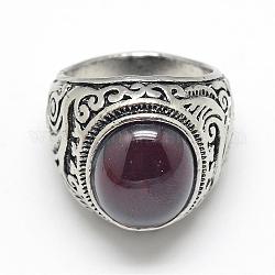 Сплав смолы палец кольца, широкая полоса кольца, Размер 10, античное серебро, 20 мм