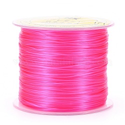 Japanische flache elastische Kristallschnur, Polyesterfaden, für Stretcharmbänder Edelsteinschmuckherstellung, tief rosa, 0.5 mm, ca. 65.6 Yard (60m)/Rolle
