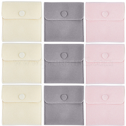 Craspire 3 цвет квадратные бархатные сумки для ювелирных изделий, на кнопках, разноцветные, 10x10x1 см, 3 шт / цвет, 9 шт / пакет