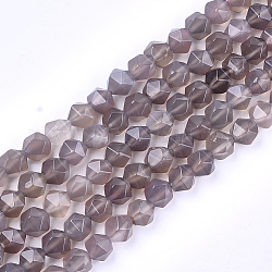 Natürliche Achat Perlen Stränge, gefärbt, facettiert, sternförmige runde Perlen, rosigbraun, 9~10x9~10x9~10 mm, Bohrung: 1 mm, ca. 37 Stk. / Strang, 14.5 Zoll