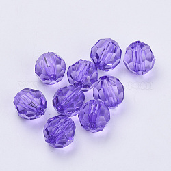 Abalorios de acrílico transparentes, facetados, redondo, Violeta Azul, 6x5.5mm, agujero: 1.3 mm, aproximamente 4200 unidades / 500 g