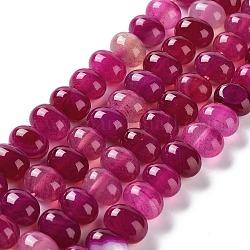 Chapelets de perles d'agate naturelle, teints et chauffée, oeuf, fuchsia, 12~14x9~10mm, Trou: 1.4mm, Environ 19~20 pcs/chapelet, 7.48 pouce (19 cm)