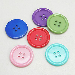 Resin Buttons, Dyed, Flat Round, Mixed Color, 13x2mm, Hole: 1mm, 980pcs/bag