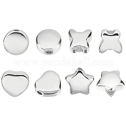 Unicraftale 8Pcs 4 Style 304 Stainless Steel Beads, Mixed Shape, Stainless Steel Color, 10x10x6mm, Hole: 3mm