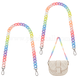 Tracolla per borsa a catena barbazzale in acrilico color arcobaleno, con fermagli girevoli in lega di zinco, per accessori per la sostituzione della catena della borsa, colorato, 59.2cm