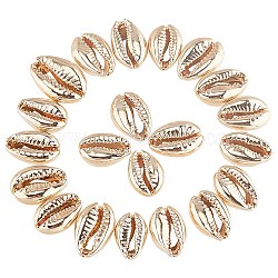 Perlas de concha electrochapadas, conchas, la luz de oro, 15~20x10~12x5~6mm, agujero: 12~14x2~3 mm