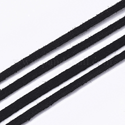 Cuerda de ante imitación, encaje de imitación de gamuza, negro, 2.5~2.8x1.5mm, alrededor de 1.09 yarda (1 m) / hebra