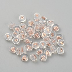 Poussoirs d'oreilles de couverture de silicone d'argent sterling, Hamburger, or rose, 5x4mm, Trou: 0.7mm