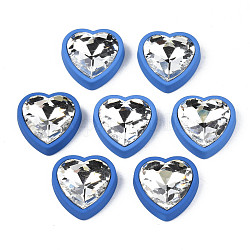 Cabochons en strass acrylique de style caoutchouté, facette, cœur, bleu royal, 22.5x22.5x8mm