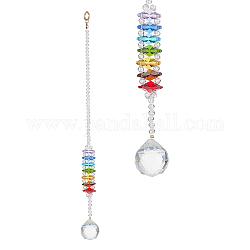 Décorations de pendentif en forme de larme de verre, avec des perles de cristal imitation autrichiennes, Anneaux doubles en 304 acier inoxydable, colorées, 250mm