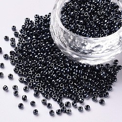 Glass Seed Beads, Opaque Colors Lustered, Round, Black, 2mm, Hole: 1mm, about 30000pcs/pound