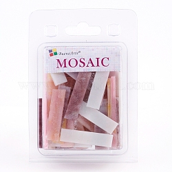 Carreaux de mosaïque de verre cabochons, pour l'artisanat d'art, rectanglee, rose, 40.5~42.5x10~10.5x2.5~3mm, environ 200,g/boîte