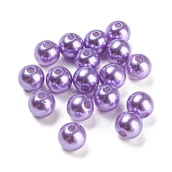 Abalorios de acrílico de la perla de imitación, teñido, redondo, púrpura, 8x7.5mm, agujero: 2 mm, aproximamente 1900 unidades / libra