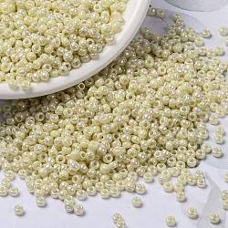 Perles rocailles miyuki rondes, Perles de rocaille japonais, 8/0, (rr486) ivoire perle ceylon ab, 3mm, Trou: 1mm, environ 2111~2277 pcs/50 g