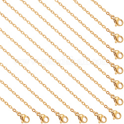 Beebeecraft 1 Box 12Pcs Rolo Chain Necklaces 18K Gold Plated Stainless Steel Belcher Chain Replacement Necklace 19.76 inch Long for Men Women