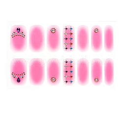 Cubierta completa nombre pegatinas de uñas, autoadhesivo, para decoraciones con puntas de uñas, color de rosa caliente, 24x8mm, 14pcs / hoja