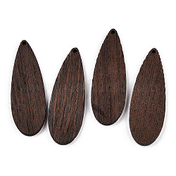Большие подвески из натурального дерева венге, неокрашенными, слезинки, кокосового коричневый, 57x19.5x3.5 мм, отверстие : 2 мм