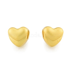 Metall Großlochperlen, Großloch perlen, matte Stil, Herz, mattgoldene Farbe, 10x10x9 mm, Bohrung: 5 mm