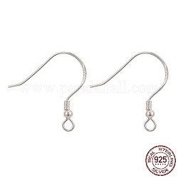 925 Sterling Silver Earring Hooks, with 925 Stamp, Silver, 18x19x2mm, Hole: 1.5mm, 24 Gauge, Pin: 0.5mm