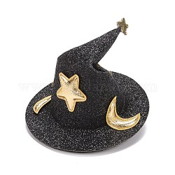 Accessori per capelli in similpelle di halloween, con reperti di fermagli per capelli in alligatore di ferro, cappello con stella, nero, 72x37mm