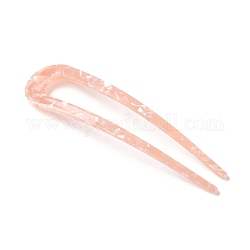 Cellulose Acetate(Resin) Hair Forks, U-shaped, Salmon, 110x28x3mm
