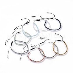 Verstellbare Glasperlenarmbänder mit galvanischer Beschichtung, mit Nylonfaden und 304 Distanzperlen aus Edelstahl, Mischfarbe, 1-5/8 Zoll ~ 3 Zoll (4.1~7.8 cm)