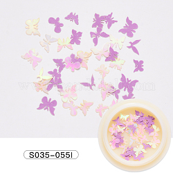 Cabujones de papel, decoraciones de uñas de moda, mariposa, medio de la orquídea, 3~5x5~7x0.1mm, 50 unidades / caja