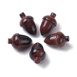 Natural Mahogany Obsidiane Beads, No Hole/Undrilled, for Wire Wrapped Pendant Making, Filbert, 27.5~30x18~19.5mm