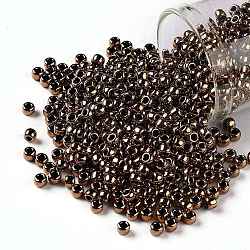Toho perles de rocaille rondes, Perles de rocaille japonais, (221) bronze, 8/0, 3mm, Trou: 1mm, à propos 222pcs / bouteille, 10 g / bouteille