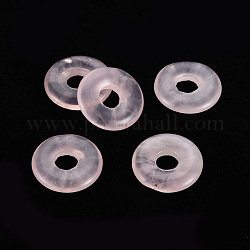 Natürlichen Rosenquarz Anhänger, Donut / Pi-Scheibe, 18x4.5~5.5 mm, Bohrung: 5.5 mm