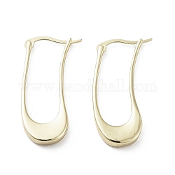 Twist Oval Brass Hoop Earrings, Long-Lasting Plated, Golden, 35.5x14mm