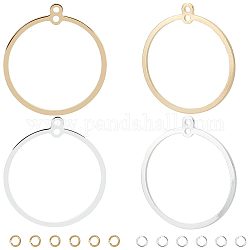 Creatcabin 32шт латунные подвески, долговечный, кольцо, 12 шт., латунное прыгающее кольцо для стойки, золотой и серебряный, подвески: 28x25x1 мм, отверстие : 1.4 мм, 32 шт / коробка