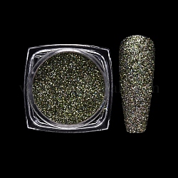 Poudre de paillettes pour nail art au laser, ciel étoilé / effet miroir, décoration d'ongles brillants, verte, case: 30x30x16.5 mm