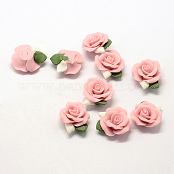 Cabochons de porcelaine manuels, porcelaine perles d'argile, fleur, rose, 23~25x20.5~21x10~11mm