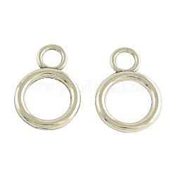 Tibetan Style Alloy Ring Pendants, Cadmium Free & Lead Free, Antique Silver, 19x14x2mm, Hole: 4mm