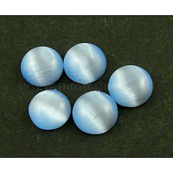 Cat Eye Glass Cabochons, Half Round/Dome, Thistle, about 16mm in diameter, 3mm thick