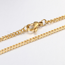 Stile casual unisex 304 catenina a catena intrecciata in acciaio inossidabile, con chiusure moschettone, sfaccettato, oro, 23.6 pollice (59.9 cm)