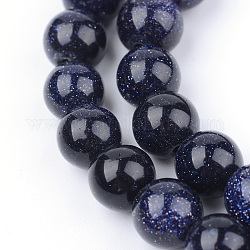 Синтетический синий авантюрин бисер нитей, круглые, 10~10.5 мм, отверстие : 1.2 мм, около 36 шт / нитка, 15.5 дюйм