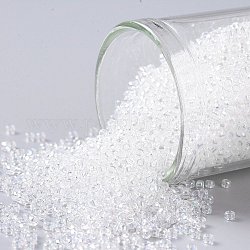Cuentas de semillas redondas toho, Abalorios de la semilla japonés, (161) cristal ab transparente, 15/0, 1.5mm, agujero: 0.7 mm, aproximamente 3000 unidades / 10 g