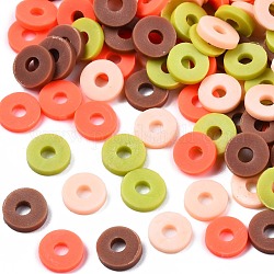 Manuell Polymer Ton Perlen, heishi Perlen, für DIY Schmuck Bastelbedarf, Disc / Flachrund, Tomate, 6x1 mm, Bohrung: 2 mm, ca. 26000 Stk. / 1000 g