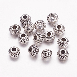 Tibetan Style Spacer Beads, Lead Free & Cadmium Free & Nickel Free, Rondelle, Antique Silver, about 6mm in diameter, 4.5mm thick, hole: 3mm, about 47pcs/20g