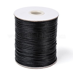 Cordon de polyester ciré coréen, cordon perle, noir, 1.2mm, environ 185 yards / rouleau