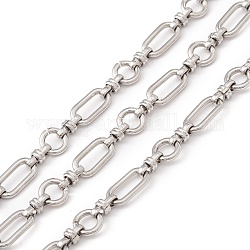 304 anillo de acero inoxidable y cadenas de eslabones ovalados, sin soldar, con carrete, color acero inoxidable, 12x6x1.5mm, 8x3.5mm, 7x1mm